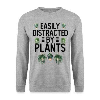 Easily Distracted By Plants Plants Gardener - Unisex Sweatshirt - salt & pepper - Front - Alina (178cm) & Michal (187cm)