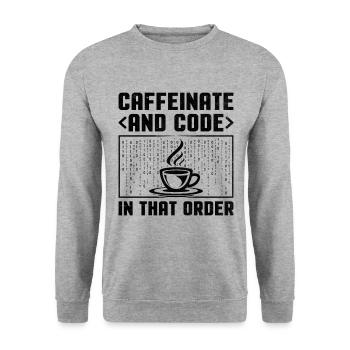 Café Codage Programmeur Codeur Développeur Nerd Coff - Sweat-shirt Unisexe - gris chiné - Devant - Alina (178cm) & Michal (187cm)