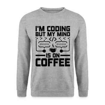Café Codage Programmeur Codeur Développeur Nerd Coff - Sweat-shirt Unisexe - gris chiné - Devant - Alina (178cm) & Michal (187cm)