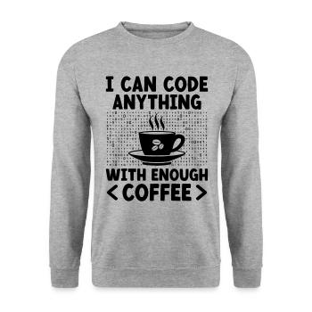 Café Codage Programmeur Codeur Développeur Nerd Coff - Sweat-shirt Unisexe - gris chiné - Devant - Alina (178cm) & Michal (187cm)