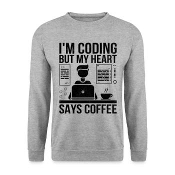 Coffee Coding Programmer Coder Developer Nerd Coff - Unisex Sweatshirt - salt & pepper - Front - Alina (178cm) & Michal (187cm)