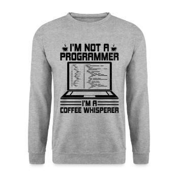 Kaffee-Codierung Programmierer Programmierer Entwickler Nerd Coff - Unisex Pullover - Weißgrau meliert - Vorne - Alina (178cm) & Michal (187cm)