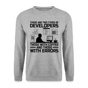 Coffee Coding Programmer Coder Developer Nerd Coff - Unisex Sweatshirt - salt & pepper - Front - Alina (178cm) & Michal (187cm)