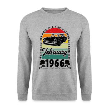 Anniversaire février 1966, Vintage février 1966. - Sweat-shirt Unisexe - gris chiné - Devant - Alina (178cm) & Michal (187cm)