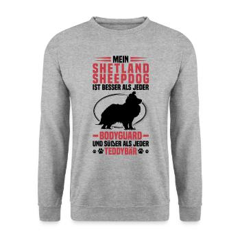 Sheltie Protects Me Shetland Sheepdog - Unisex Sweatshirt - salt & pepper - Front - Alina (178cm) & Michal (187cm)