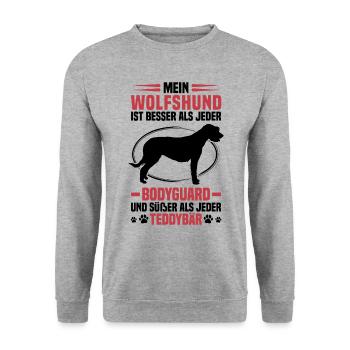 Irischer Wolfshund ist besser Windhund - Unisex Pullover - Weißgrau meliert - Vorne - Alina (178cm) & Michal (187cm)