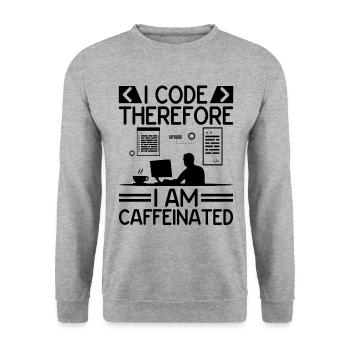 Café Codage Programmeur Codeur Développeur Nerd Coff - Sweat-shirt Unisexe - gris chiné - Devant - Alina (178cm) & Michal (187cm)