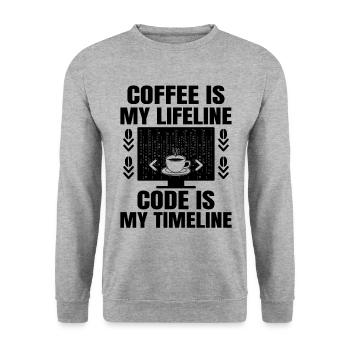 Kaffee-Codierung Programmierer Programmierer Entwickler Nerd Coff - Unisex Pullover - Weißgrau meliert - Vorne - Alina (178cm) & Michal (187cm)