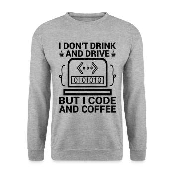 Café Codage Programmeur Codeur Développeur Nerd Coff - Sweat-shirt Unisexe - gris chiné - Devant - Alina (178cm) & Michal (187cm)