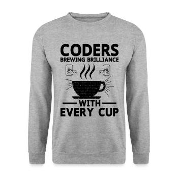 Café Codage Programmeur Codeur Développeur Nerd Coff - Sweat-shirt Unisexe - gris chiné - Devant - Alina (178cm) & Michal (187cm)
