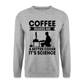 Café Codage Programmeur Codeur Développeur Nerd Coff - Sweat-shirt Unisexe - gris chiné - Devant - Alina (178cm) & Michal (187cm)