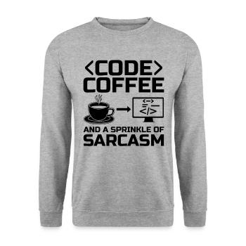 Kaffee-Codierung Programmierer Programmierer Entwickler Nerd Coff - Unisex Pullover - Weißgrau meliert - Vorne - Alina (178cm) & Michal (187cm)