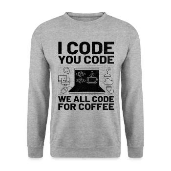 Coffee Coding Programmer Coder Developer Nerd Coff - Unisex Sweatshirt - salt & pepper - Front - Alina (178cm) & Michal (187cm)