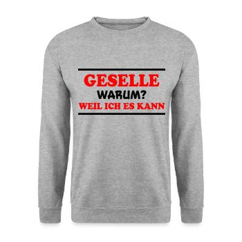 Geselle Spruch Lustiges Gesellenprüfung Geschenk - Unisex Pullover - Weißgrau meliert - Vorne - Alina (178cm) & Michal (187cm)