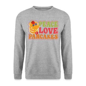 Pancake Lover Kids Girl Peace Love - Unisex Pullover - Weißgrau meliert - Vorne - Alina (178cm) & Michal (187cm)