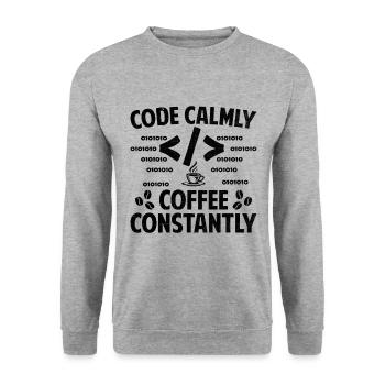 Café Codage Programmeur Codeur Développeur Nerd Coff - Sweat-shirt Unisexe - gris chiné - Devant - Alina (178cm) & Michal (187cm)