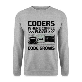 Coffee Coding Programmer Coder Developer Nerd Coff - Unisex Sweatshirt - salt & pepper - Front - Alina (178cm) & Michal (187cm)