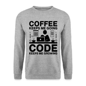 Café Codage Programmeur Codeur Développeur Nerd Coff - Sweat-shirt Unisexe - gris chiné - Devant - Alina (178cm) & Michal (187cm)