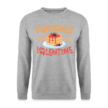 Pancake Lover Kids Valentines Day - Unisex Pullover - Weißgrau meliert - Vorne - Alina (178cm) & Michal (187cm)