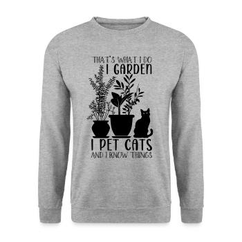 I Garden I Pet Cats Garden Gardener Plants - Unisex Sweatshirt - salt & pepper - Front - Alina (178cm) & Michal (187cm)