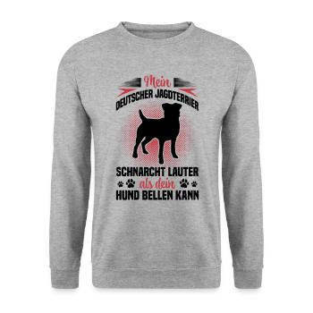 Le Terrier de chasse ronfle bruyamment Le Terrier de chasse allemand - Sweat-shirt Unisexe - gris chiné - Devant - Alina (178cm) & Michal (187cm)