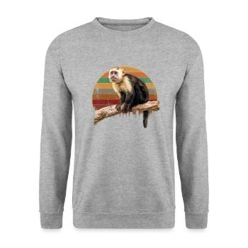 Capuchin monkey whisperer - Unisex Pullover - Weißgrau meliert - Vorne - Alina (178cm) & Michal (187cm)