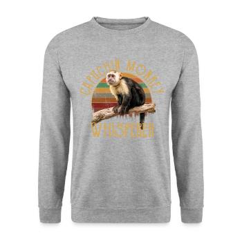 Capuchin monkey whisperer - Unisex Pullover - Weißgrau meliert - Vorne - Alina (178cm) & Michal (187cm)