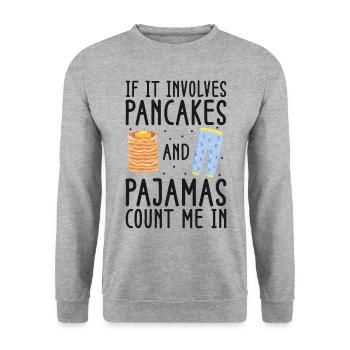 Pancake Lover Kids If It Involves - Unisex Sweatshirt - salt & pepper - Front - Alina (178cm) & Michal (187cm)