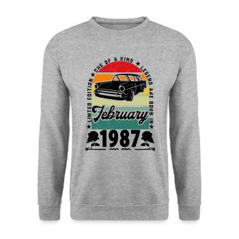 Birthday February 1987, Vintage February 1987. - Unisex Sweatshirt - salt & pepper - Front - Alina (178cm) & Michal (187cm)