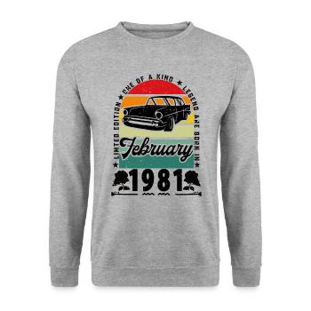 Birthday February 1981, Vintage February 1981. - Unisex Sweatshirt - salt & pepper - Front - Alina (178cm) & Michal (187cm)