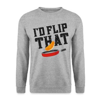 Pancake Lover Kids Pun I'd Flip - Unisex Sweatshirt - salt & pepper - Front - Alina (178cm) & Michal (187cm)