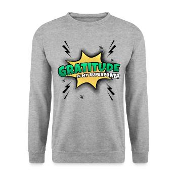 Humility is my superpower trait - Unisex Sweatshirt - salt & pepper - Front - Alina (178cm) & Michal (187cm)