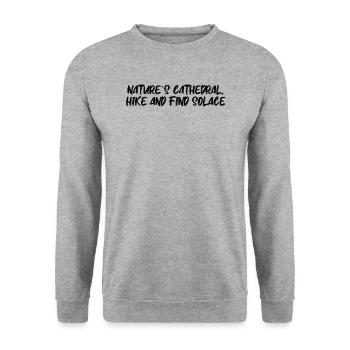 Wandern - Nature's cathedral, hike and find - Unisex Pullover - Weißgrau meliert - Vorne - Alina (178cm) & Michal (187cm)