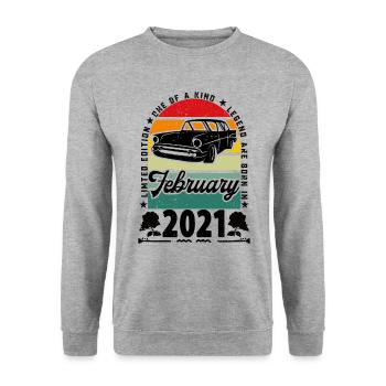 Anniversaire février 2021, Vintage février 2021. - Sweat-shirt Unisexe - gris chiné - Devant - Alina (178cm) & Michal (187cm)