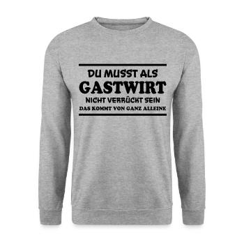 Gastwirt Spruch Kneipe Wirt Fun Gastwirt Geschenk - Unisex Pullover - Weißgrau meliert - Vorne - Alina (178cm) & Michal (187cm)