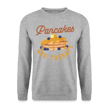 Pancake Lover Kids Pancakes Are - Unisex Sweatshirt - salt & pepper - Front - Alina (178cm) & Michal (187cm)