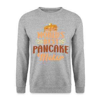Pancake Lover Kids World's Best - Unisex Sweatshirt - salt & pepper - Front - Alina (178cm) & Michal (187cm)