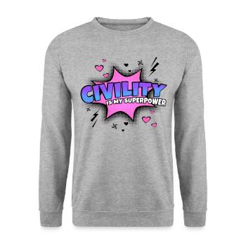 Politeness is my superpower trait - Unisex Sweatshirt - salt & pepper - Front - Alina (178cm) & Michal (187cm)