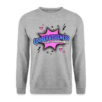 Willingness to cooperate is my superpower - Unisex Sweatshirt - salt & pepper - Front - Alina (178cm) & Michal (187cm)