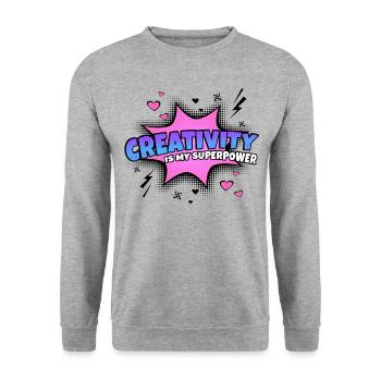 Creativity is my superpower trait - Unisex Sweatshirt - salt & pepper - Front - Alina (178cm) & Michal (187cm)