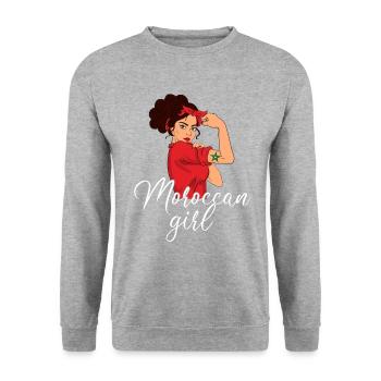 moroccan girl, morocco - Unisex Pullover - Weißgrau meliert - Vorne - Alina (178cm) & Michal (187cm)