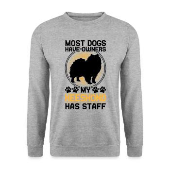 Wolfsspitz hat Personal Deutscher Wolfsspitz - Unisex Pullover - Weißgrau meliert - Vorne - Alina (178cm) & Michal (187cm)