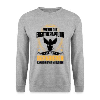 L’ergothérapeute ne répare pas l’ergothérapie - Sweat-shirt Unisexe - gris chiné - Devant - Alina (178cm) & Michal (187cm)