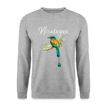 Nicaragua Guardabarranco, Nicaragua - Unisex Pullover - Weißgrau meliert - Vorne - Alina (178cm) & Michal (187cm)
