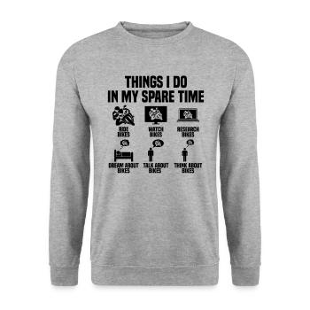 Things I do in my spare time Motorcycle - Unisex Sweatshirt - salt & pepper - Front - Alina (178cm) & Michal (187cm)