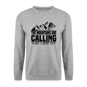 The mountains are calling, I've got to go, mountaineers - Unisex Sweatshirt - salt & pepper - Front - Alina (178cm) & Michal (187cm)