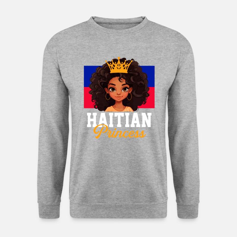 Haitian princess, haiti - Unisex Pullover - Weißgrau meliert