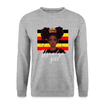 Uganda flag, american ugandan - Unisex Pullover - Weißgrau meliert - Vorne - Alina (178cm) & Michal (187cm)