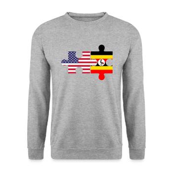 Uganda flag, american ugandan - Unisex Pullover - Weißgrau meliert - Vorne - Alina (178cm) & Michal (187cm)