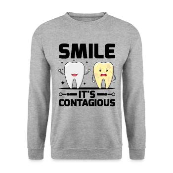 Smile It's Contagious Dentist Dental Dentistry Den - Unisex Sweatshirt - salt & pepper - Front - Alina (178cm) & Michal (187cm)